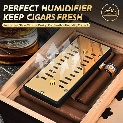 Electroplated Gold Cigar Humidor Humidifier, Slide-Closure Design, Maintains - Image 7