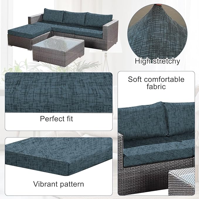 14Pcs Stretch Patio Cushion Covers Outdoor Couch Cover Replacement, Outdoor - Image 3