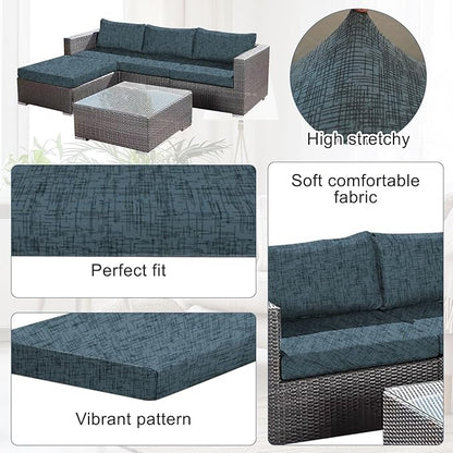 12Pcs Stretch Patio Cushion Covers Outdoor Couch Cover Replacement, Outdoor - Image 3