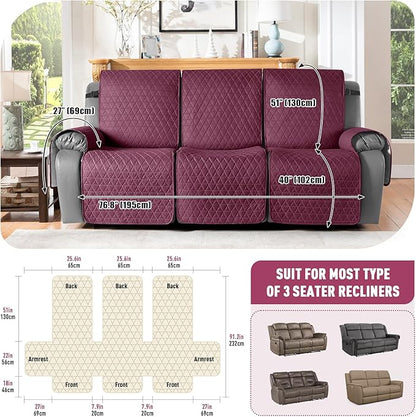 TAOCOCO 100% Waterproof Recliner Cover, Non-Slip Washable Reclining Couch Cover - Image 3