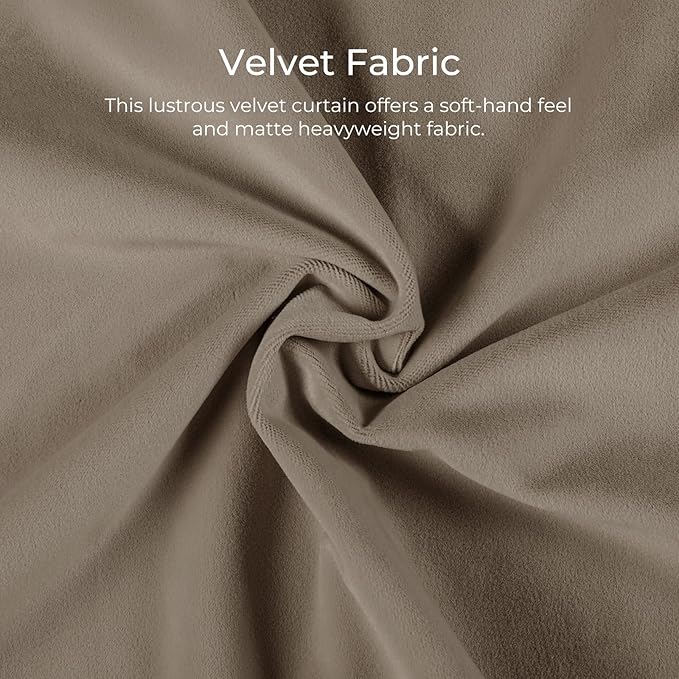 TWOPAGES Luxury Velvet Curtain Pinch Pleated Taupe Curtain 108 inch Long - Image 3