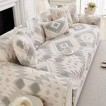 Boho Plush Couch Covers for Sofa Washable, Fuzzy Soft Couch Cover for Sectional - Image 5