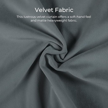 TWOPAGES Luxury Velvet Curtain Pinch Pleated Dark Grey Curtain 108 inch Long - Image 3