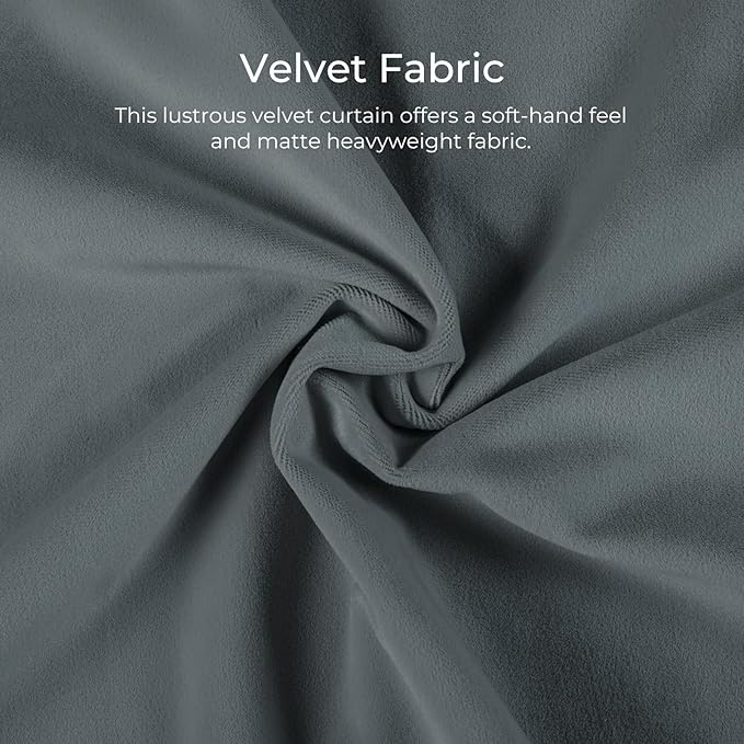 TWOPAGES Luxury Velvet Curtain Pinch Pleated Dark Grey Curtain 108 inch Long - Image 3