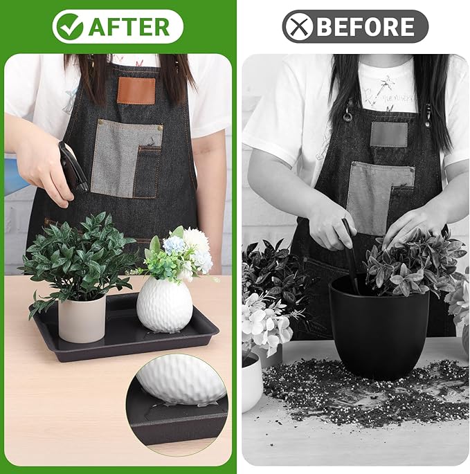 GREANER 3 Packs Plant Tray, 11 Inch Black Seed Starter Tray Rectangular - Image 5