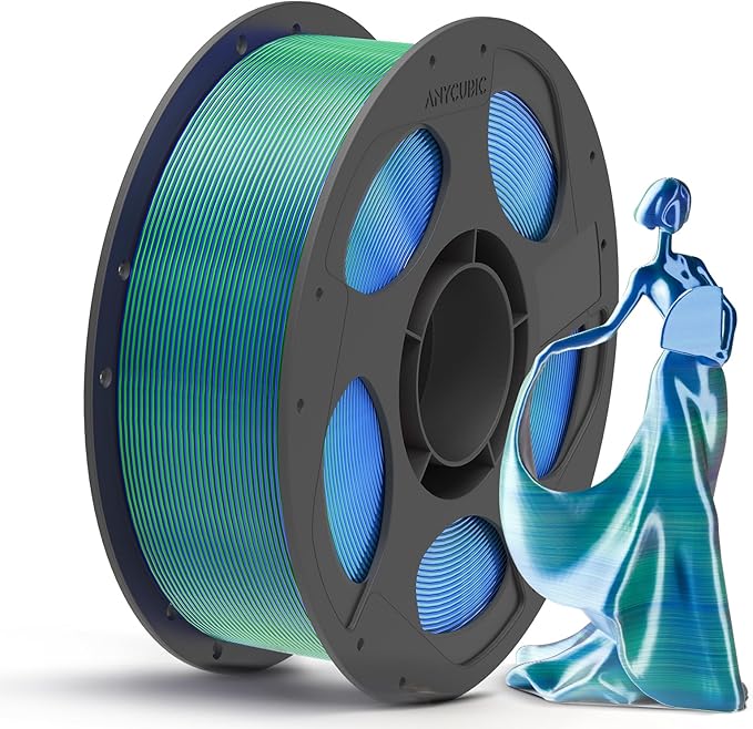 ANYCUBIC Silk Dual Color Pla Filament, 2-in-1 Chrome Coextrusion Color Change by ANYCUBIC