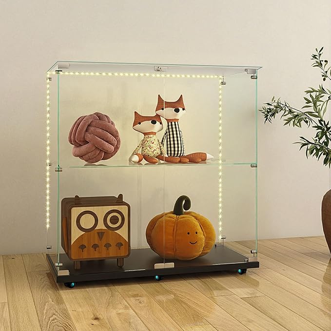 Yoluckea 2 Tiers Glass Display Cabinet - Image 6