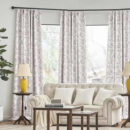 jinchan Pinch Pleated 95% Blackout Floral Curtains, Taupe 96 Inch, Room - Image 6