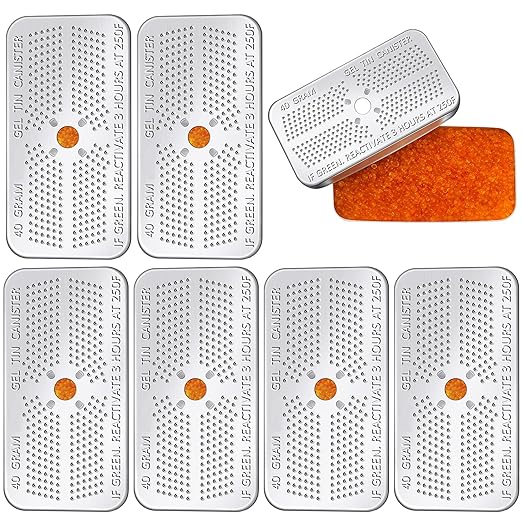 6 Pack 40 Gram Silica Gel Canister Dehumidifier Desiccant Orange to Green by Nuanchu
