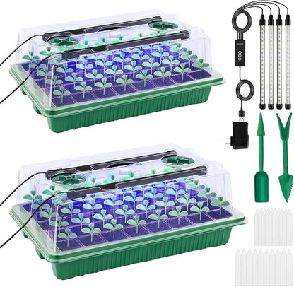 Seed Starter Tray with Timed Grow Light, 2 Pack 80 Cells Plant Starter Tray by GOONMILL