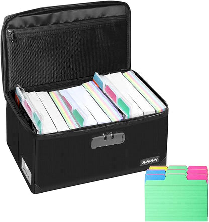 JUNDUN Index Card Holder with 48 Pieces 3x5 Inch Index Cards Dividers, by JUNDUN
