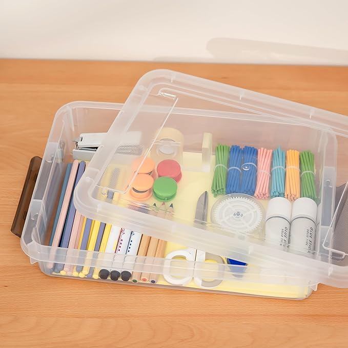5PCS Plastic Storage Bins with Lids Portable Project Case Water Resistant - Image 2