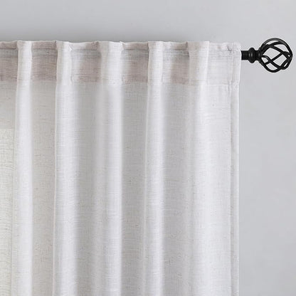 Off White Back Tab Curtains 72 Inches Long 2 Panels - Image 6