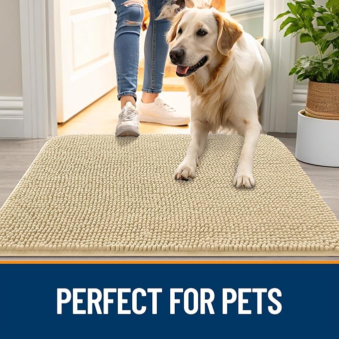 OLANLY Dog Door Mat for Muddy Paws 70x35, Absorbs Moisture and Dirt, Absorbent - Image 6