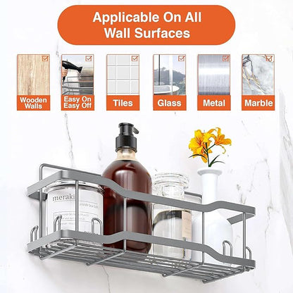 Shower Caddy Bathroom Shelves, The Athena Silken 4 Set, 40LB Capacity, Adhesive - Image 2