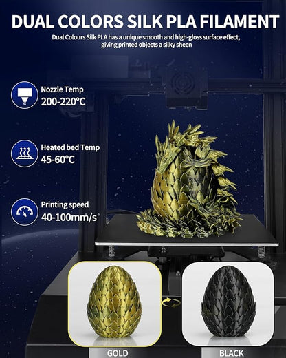 LANDU Silk Dual Color PLA Filament 1.75mm 1KG, 3D Printer Filament Dimensional - Image 3