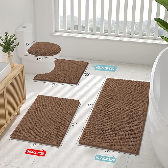 Smiry Luxury Chenille Bathroom Rugs 30x20, Extra Soft and Absorbent Shaggy Bath - Image 2