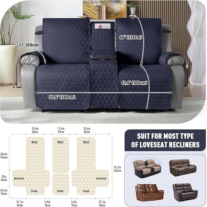 TAOCOCO 100% Waterproof Loveseat Recliner Couch Sofa Covers - Image 3