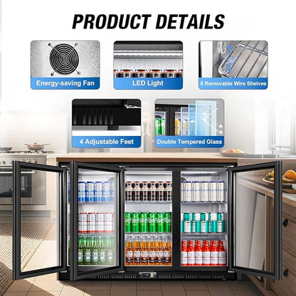 Beverage Refrigerator, 53.15W Inch 12 Cu.Ft Drink Fridge, Back Bar Beer Fridge - Image 5