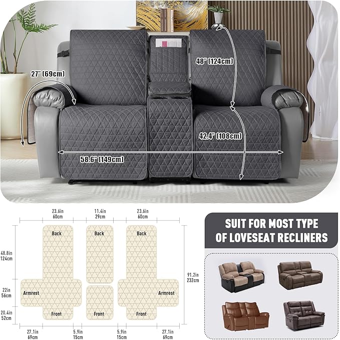TAOCOCO 100% Waterproof Loveseat Recliner Couch Sofa Covers - Image 2
