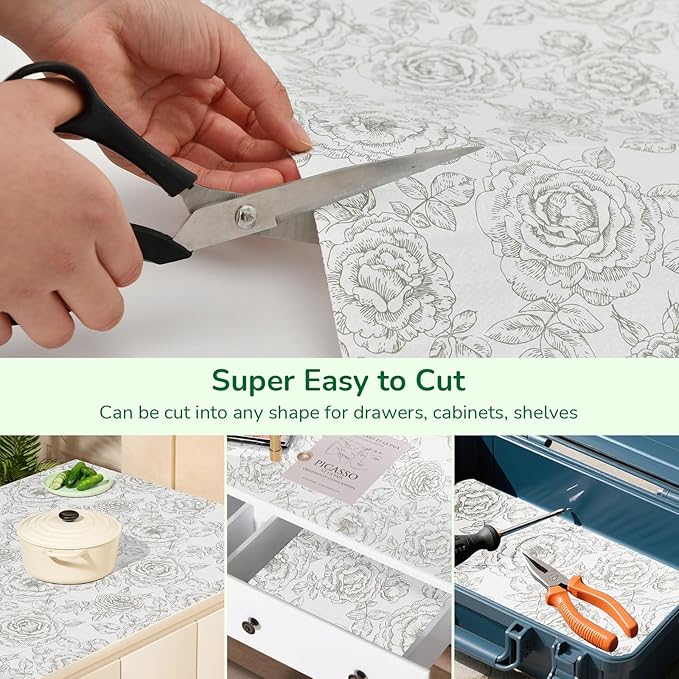 Floral Drawer and Shelf Liner for Kitchen, Non-Slip Non-Adhesive Cabinet Liners - Image 5