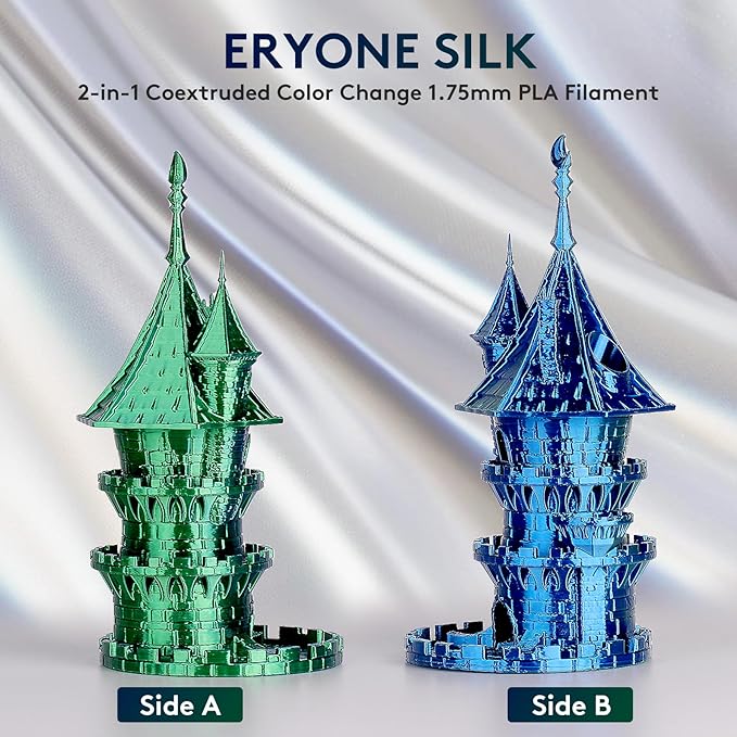 ERYONE Silk Dual Color PLA Filament 3D Printer 1.75mm +/- 0.03mm, Bicolor - Image 3