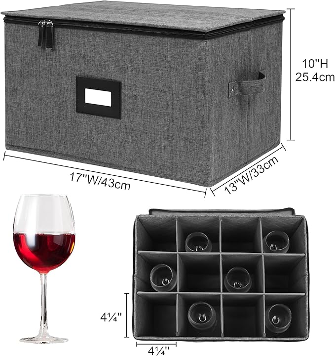 Mayniu Wine Glass Storage Box 2 Pack, Stemware Storage Containers Cases - Image 4