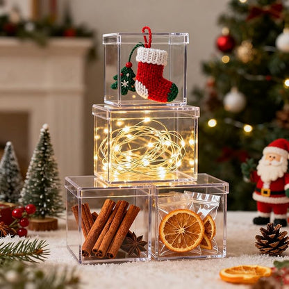 Clear Acrylic Box with Lid, 4 Pack 2.6x2.6x2.6 Inches Clear Decorative Boxes - Image 6
