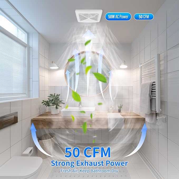 50CFM Bathroom Exhaust Fan: Retrofit Ceiling Bath Vent Fan - Image 5