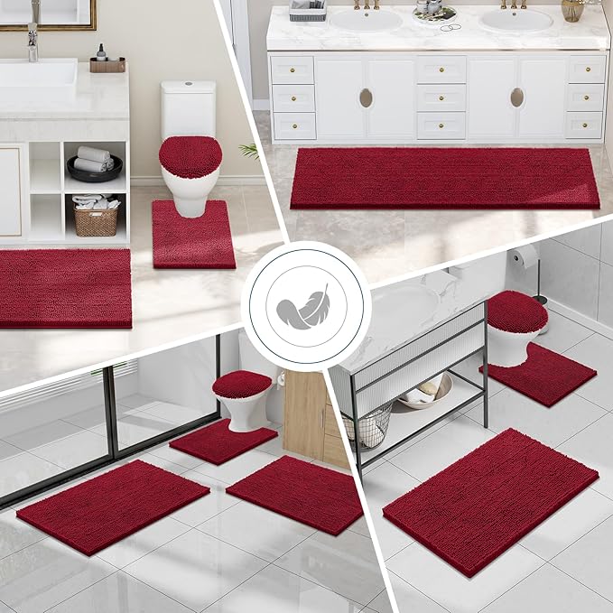 Smiry Luxury Chenille Bathroom Rugs 47x24, Extra Soft and Absorbent Shaggy Bath - Image 7