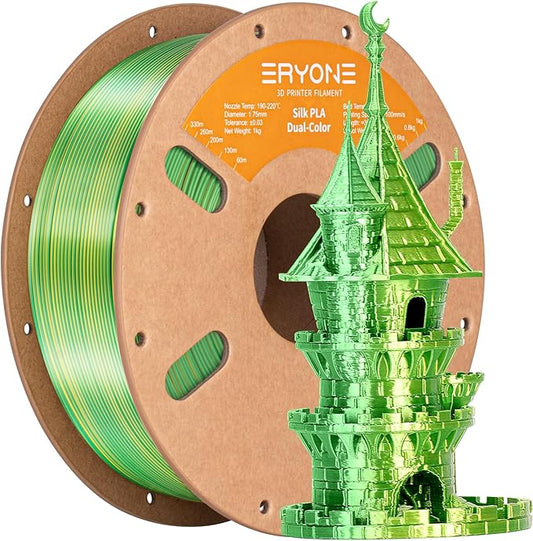 ERYONE Silk Dual Color PLA Filament 3D Printer 1.75mm +/- 0.03mm, Bicolor Two by ERYONE