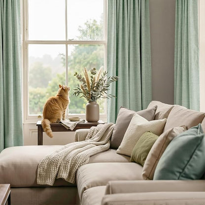 RYB HOME Sage Green 100% Blackout Curtains 84 inches Long, Thermal Insulated - Image 6