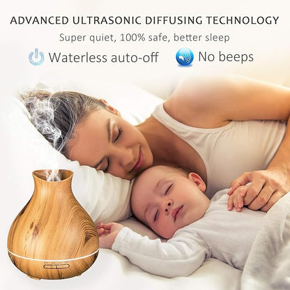 BZseed Aromatherapy Essential Oil Diffuser 550ml 12 Hours Wood Grain Aroma - Image 2