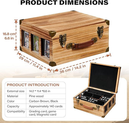 Graded Card Storage Box with Display Window, Wood Card Case - Image 2