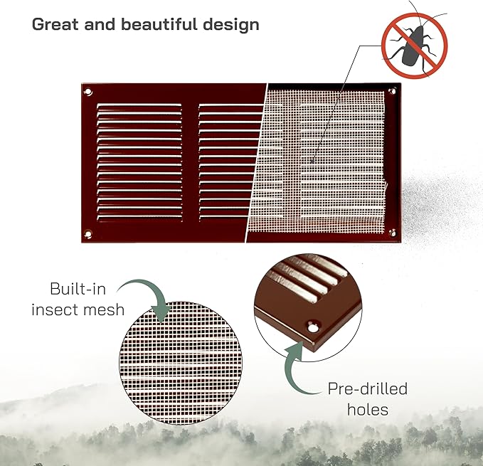 Vent Systems 12" x 6" Inch Scratch Resistant Brown Metal Vent Cover - Image 3