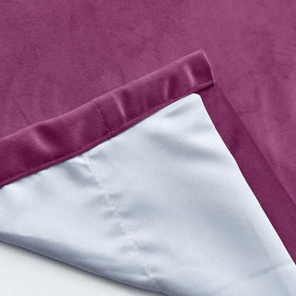 ChadMade Blackout Lined Premium Velvet Curtain Purple 84Wx102L Inch, Eyelet - Image 5