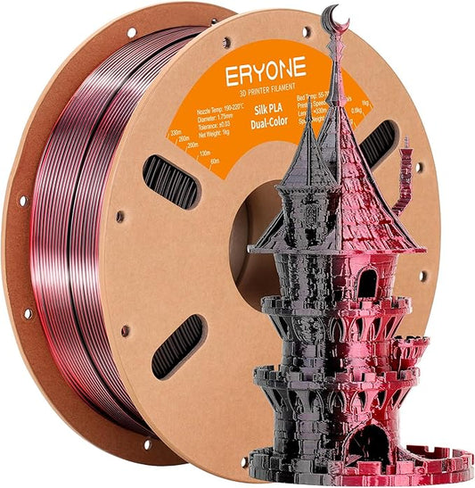 ERYONE Silk Dual Color PLA Filament 3D Printer 1.75mm +/- 0.03mm, Bicolor by ERYONE