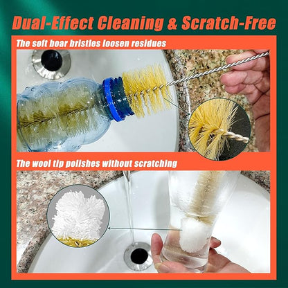 9-Pack Thin Long Handle Bottle Brushes, Stainless Steel Wire Cleaners - Image 4