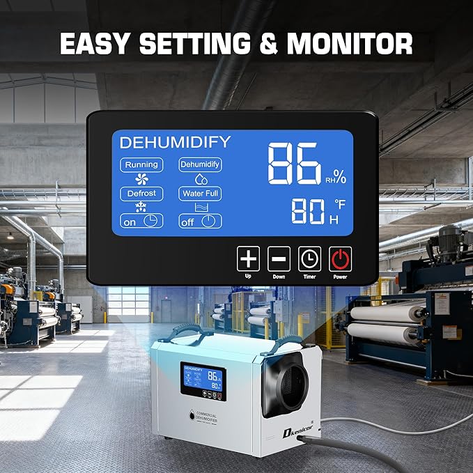 145 Pints Commercial Dehumidifier, Industrial Water Damage Unit up to 6 - Image 4