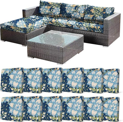 12Pcs Stretch Patio Cushion Cover, Printed Couch & Sofa Slipcovers by CALBODE