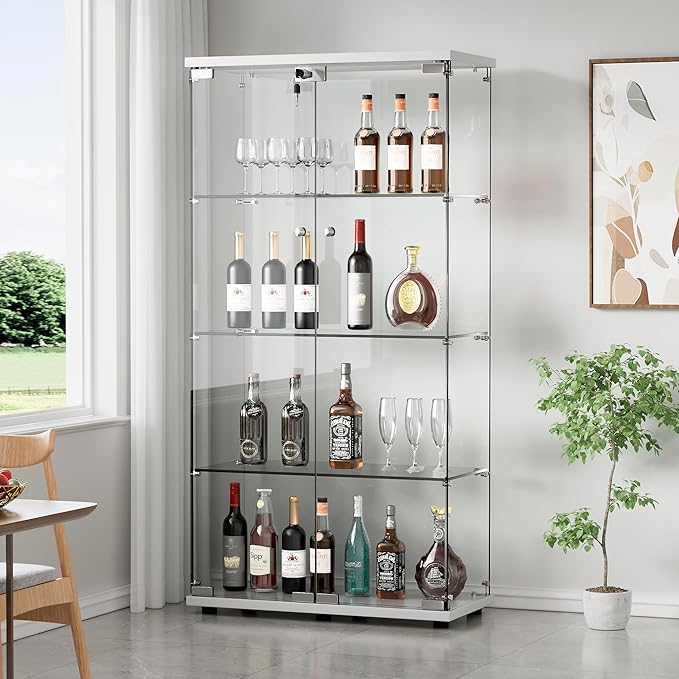 Yoluckea 4 Shelves Glass Display Cabinet by Yoluckea