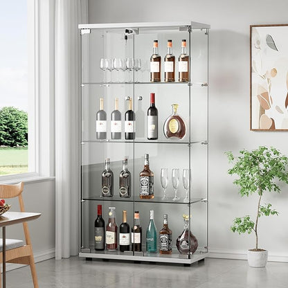 Yoluckea 4 Shelves Glass Display Cabinet by Yoluckea