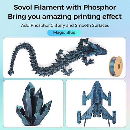 Sovol Silk PLA Filament with Blue Glitter 1kg 1.75mm, Color Changeable 3D - Image 2