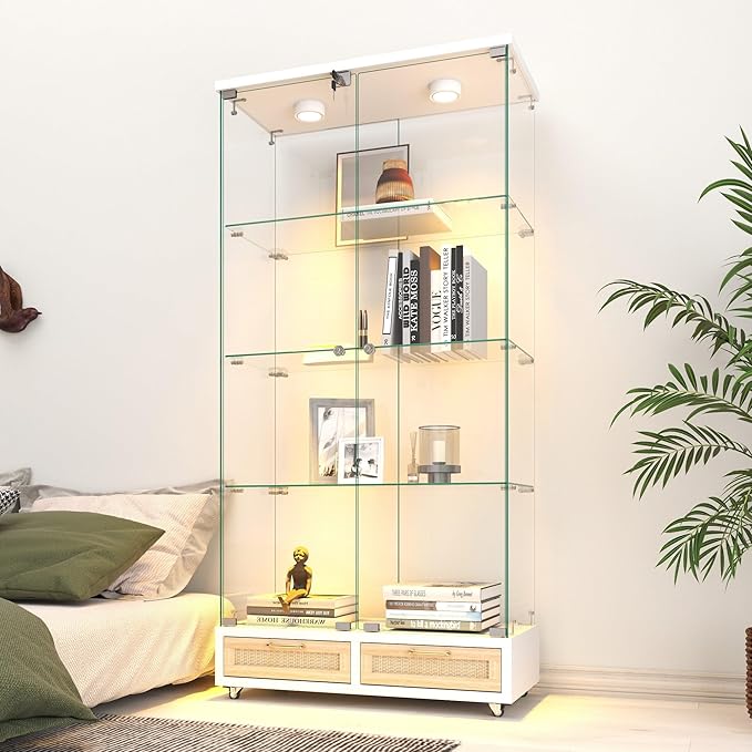 Yoluckea 4 Tier Glass Display Cabinet by Yoluckea