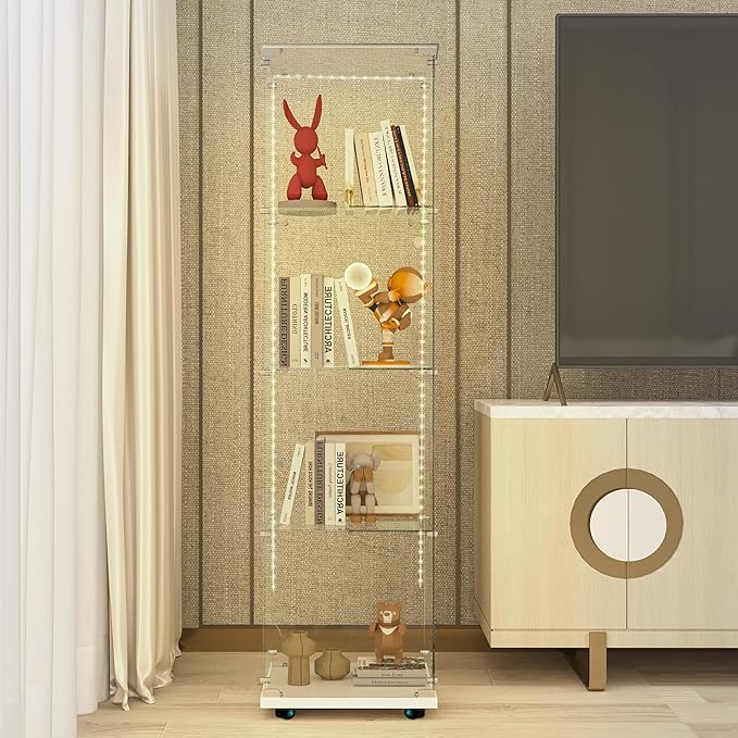 Yoluckea 4 Tiers Glass Display Cabinet by Yoluckea
