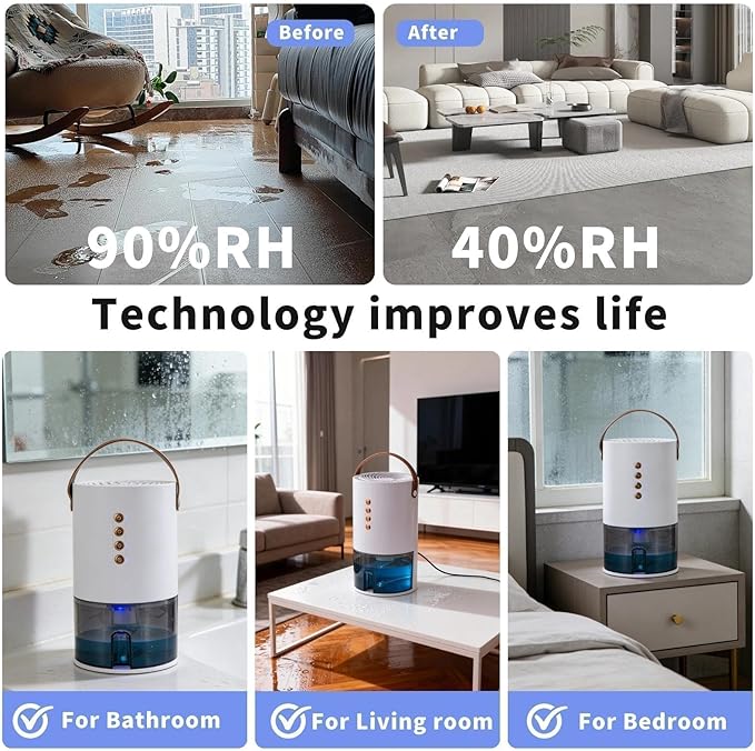 Dehumidifiers for Home, 60 Oz Small Dehumidifier for Basement. Portable - Image 6