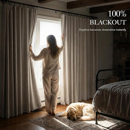 RYB HOME Linen Textured 100% Blackout Curtains - Image 3