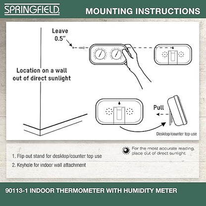 Springfield Color Track Humidity Meter and Indoor Thermometer, Analog Weather - Image 5