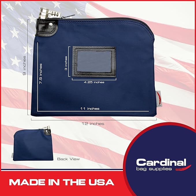 Heavy-Duty Money Bag with Lock – 9" x 12" Water-Repellent Laminated Nylon Bank - Image 2