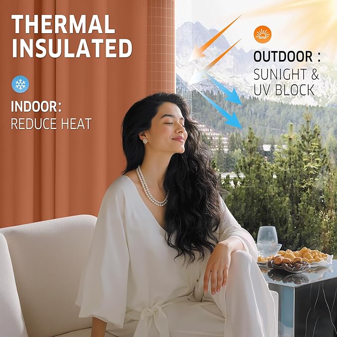 RYB HOME Outdoor Curtains for Patio Waterproof Tab Top Block Sunlight Thermal - Image 3